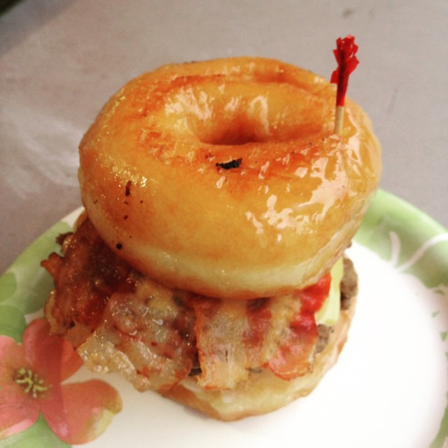 Instead of traditional buns, the Luther burger uses glazed doughnuts to complete the cuisine. Photo courtesy of Angeline Stein 