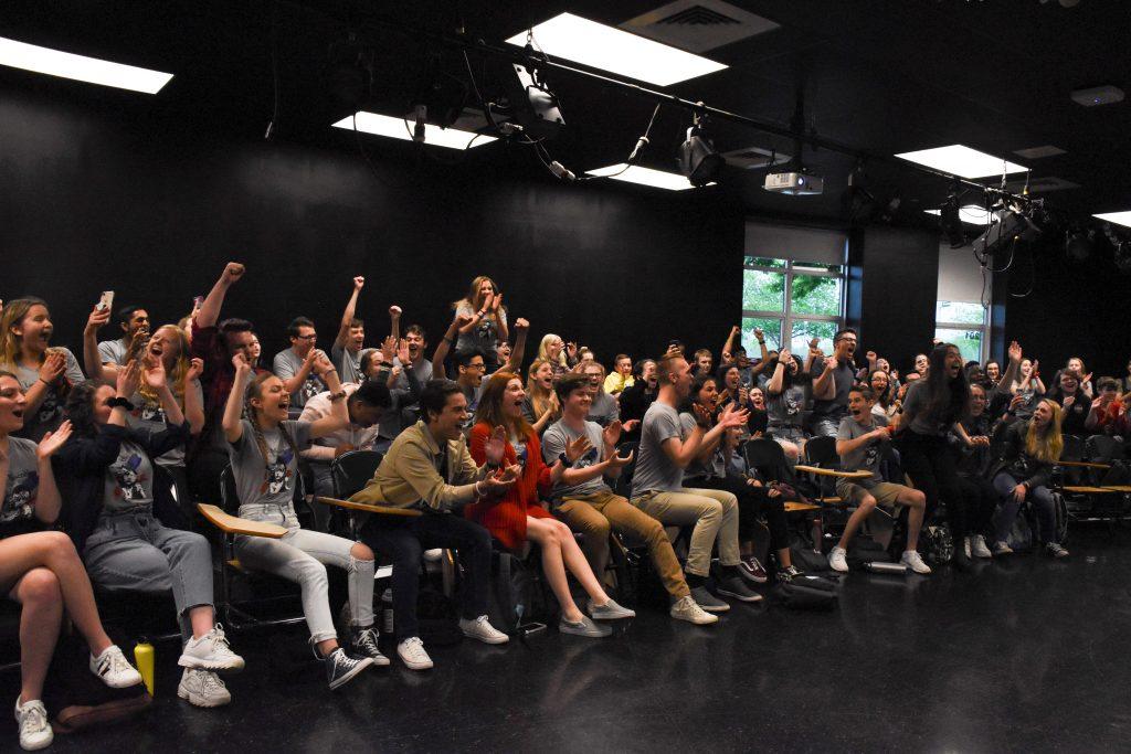 Les Misérables: School Edition cast watches Freddy nominations together. Photo by Emma Brashear.