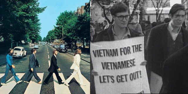 Album photo courtesy of Independent. Photo of Vietnam War protest courtesy of New Yorker.