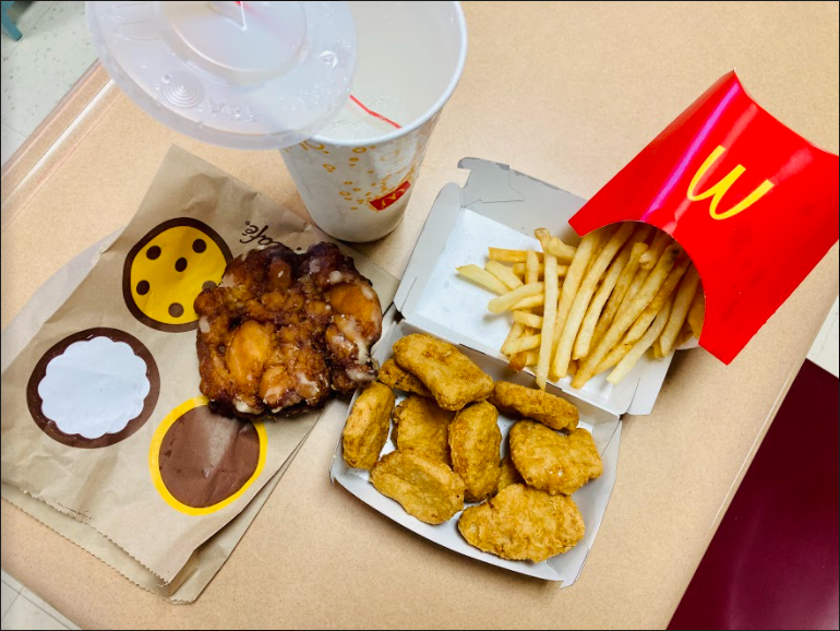 A+10-piece+chicken+McNugget+meal+with+french+fries+and+a+drink+from+McDonalds+only+costs+%244.99.+Photo+by+Keira+Davies.