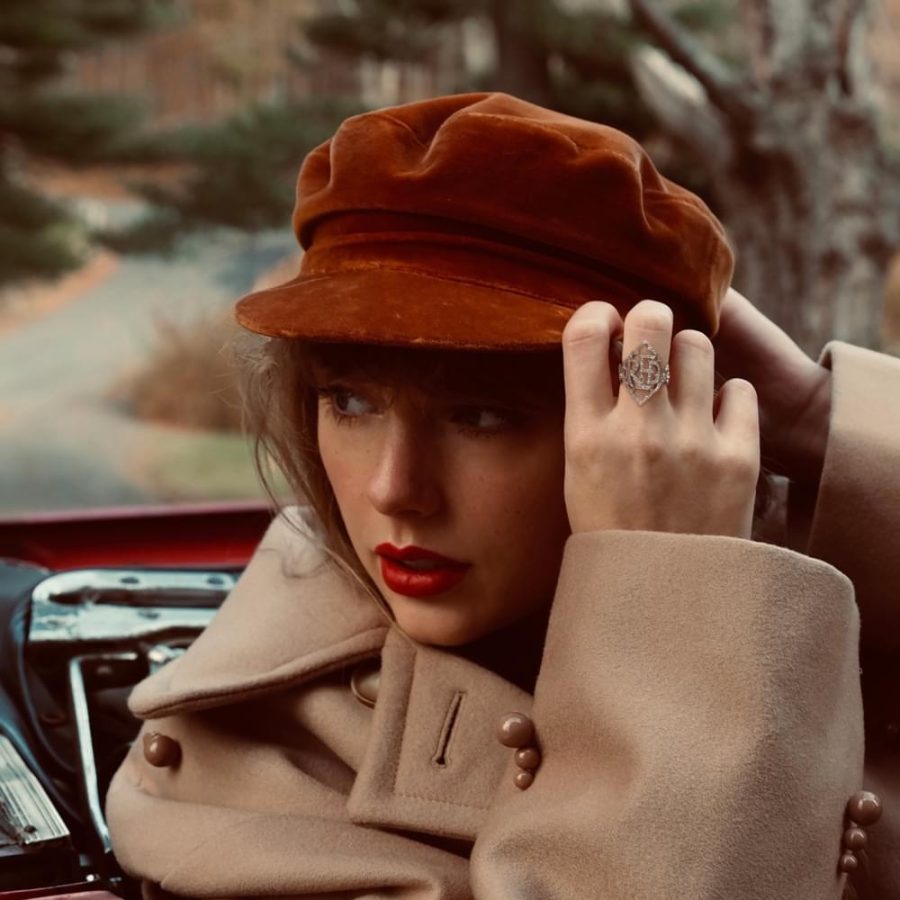 Swifts+most+recent+album%2C+Red+%28Taylors+Version%29+is+her+latest+in+her+countermeasure+against+the+changed+ownership+of+the+masters+of+her+first+six+albums.+Photo+courtesy+of+Genius.