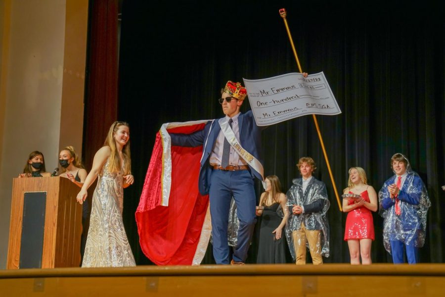 Patrick Bova shows off his prize money at the annual Mr. Emmaus pageant on January 27. Bova won over the judges and came in first place out of six competitors. Photo by Alice Adams.