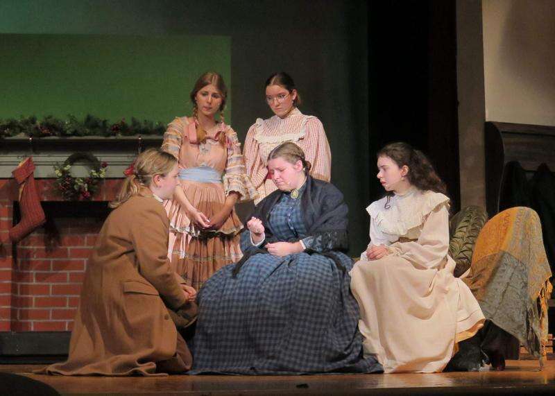 Jo March played by Rose Alsleben, Amy March played by Persia Mullay, Meg March played by Julia Brown, Beth March played by Dylan Dueh, and Marmee March played by Lorelei Kilka in the EHS production of Little Women.
Photo Courtesy of C. Richard Chartrand for the Lehigh Valley Press