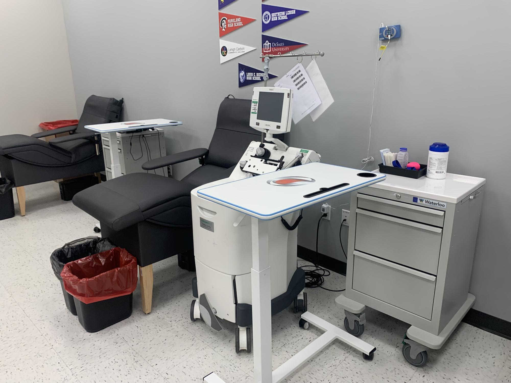 A donation room in the Miller-Keystone Blood Center located in Allentown. Photo by Carina McCallum.