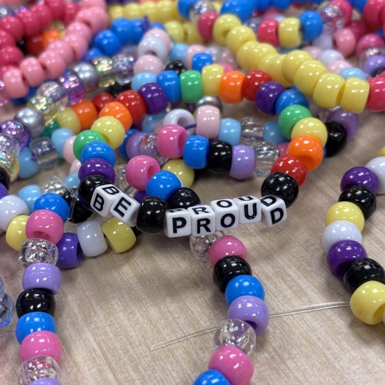  Bracelets for sale made by the Gay-Straight Alliance. Photo by Gabe Meyers.