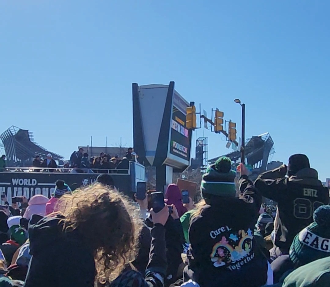 On Feb.14, outside of Citizen’s Bank Park surrounding residents and visitors in Philadelphia celebrated the Eagle’s victory with a parade. Photo by Teddy Garvin.