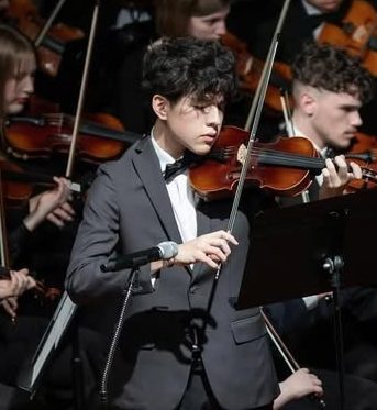 Santiago Chavolla plays violin at EHS winter orchestra concert on Nov. 21, 2024. Photo courtesy of Santiago Chavolla.