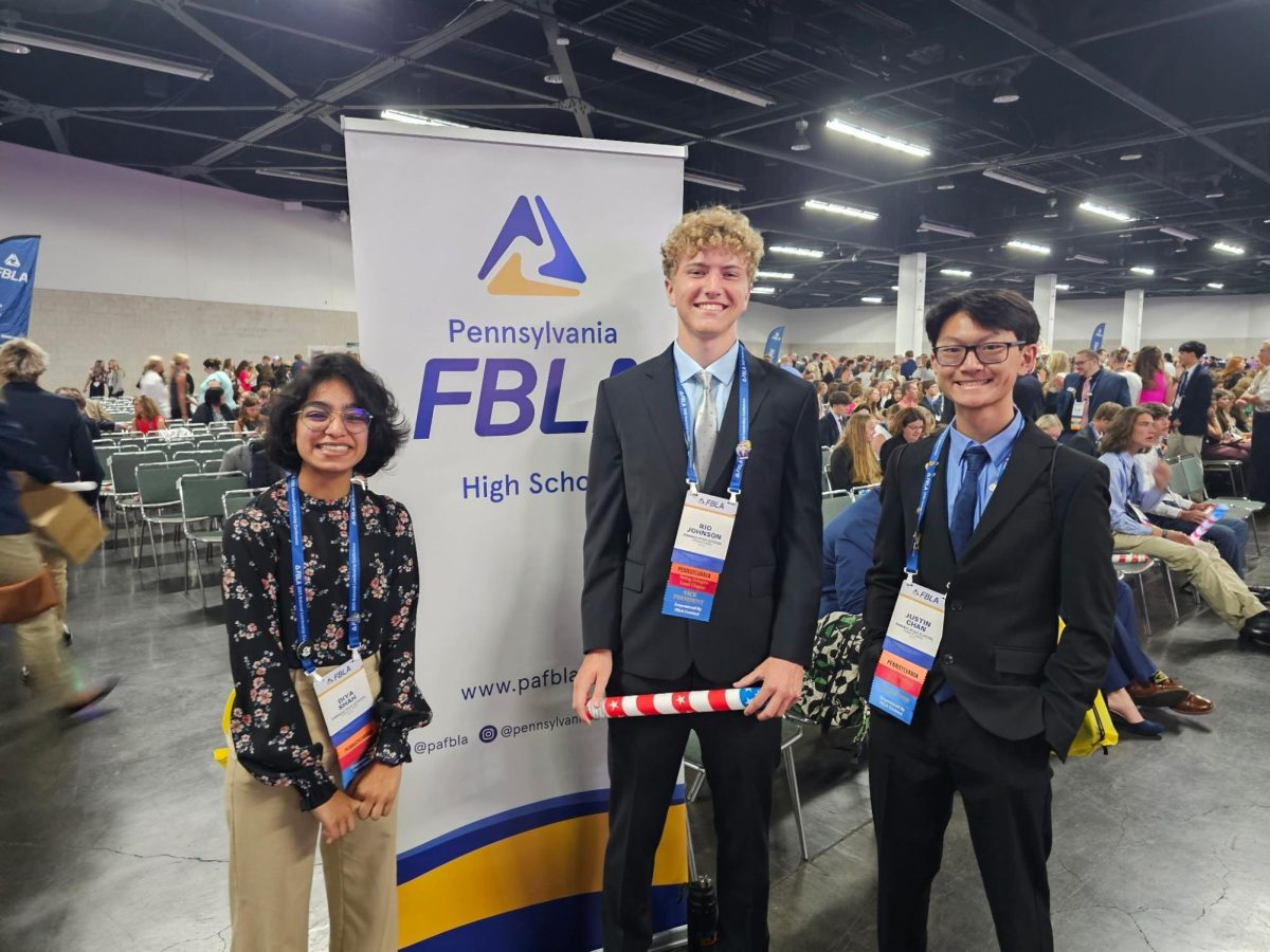 Photo of DIya Shah, RIo Johnson, and Justin Chan, respectively, at the FBLA National leadership conference, representing EHS. Photo courtesy of Johnson.