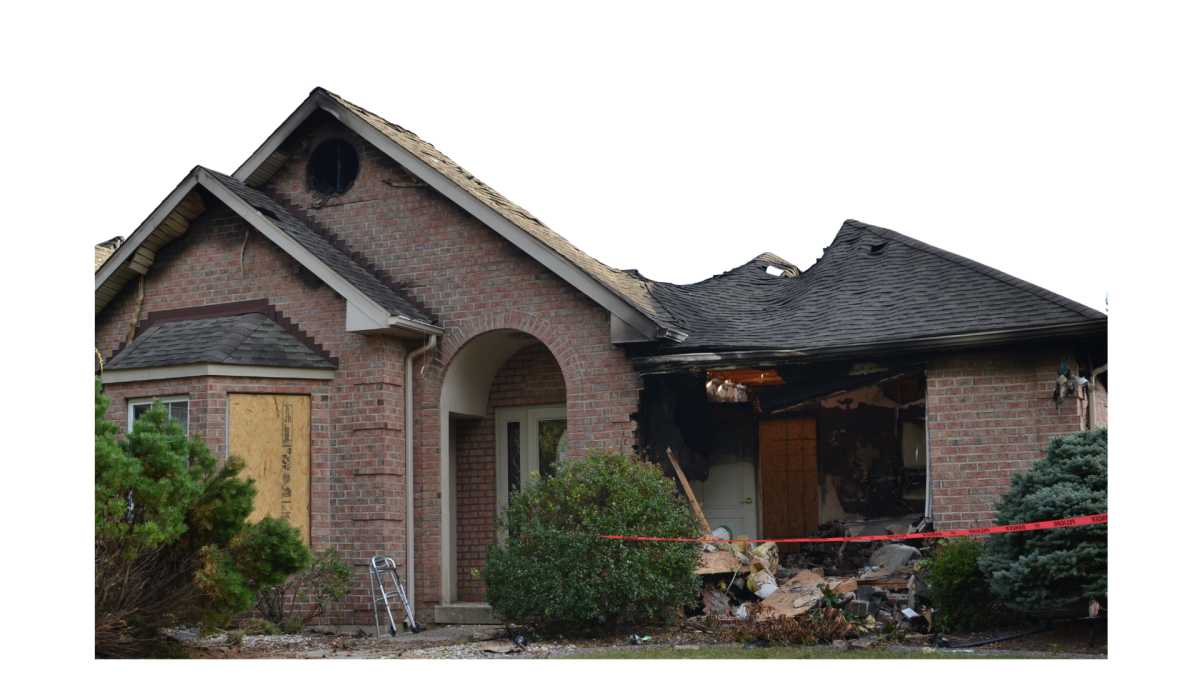 Photo of home showing the damage caused by the crash. All photos by Jessi Hahn and Carter Teti. 