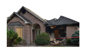 Photo of home showing the damage caused by the crash. All photos by Jessi Hahn and Carter Teti.