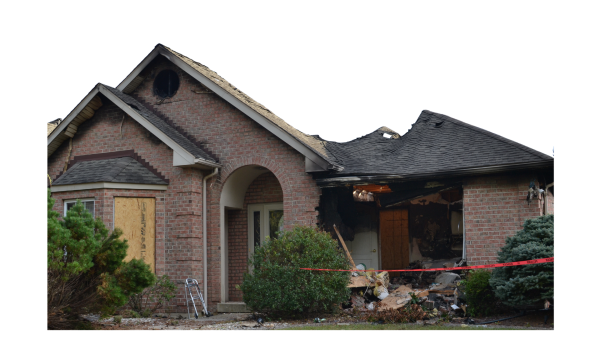 Photo of home showing the damage caused by the crash. All photos by Jessi Hahn and Carter Teti. 