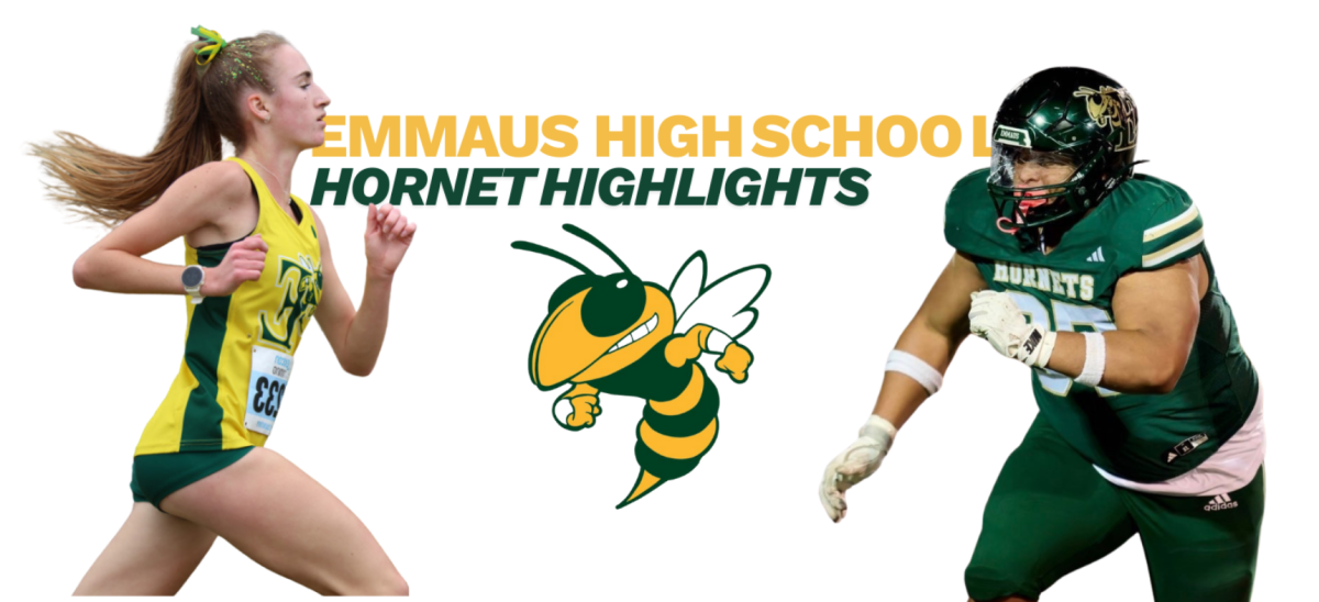 McCartney runs to victory during States. Photo courtesy of McCartney. Edwards III rushes towards football during game. Photo courtesy of Edwards. Graphics courtesy of Canva. Logo courtesy of EHS.