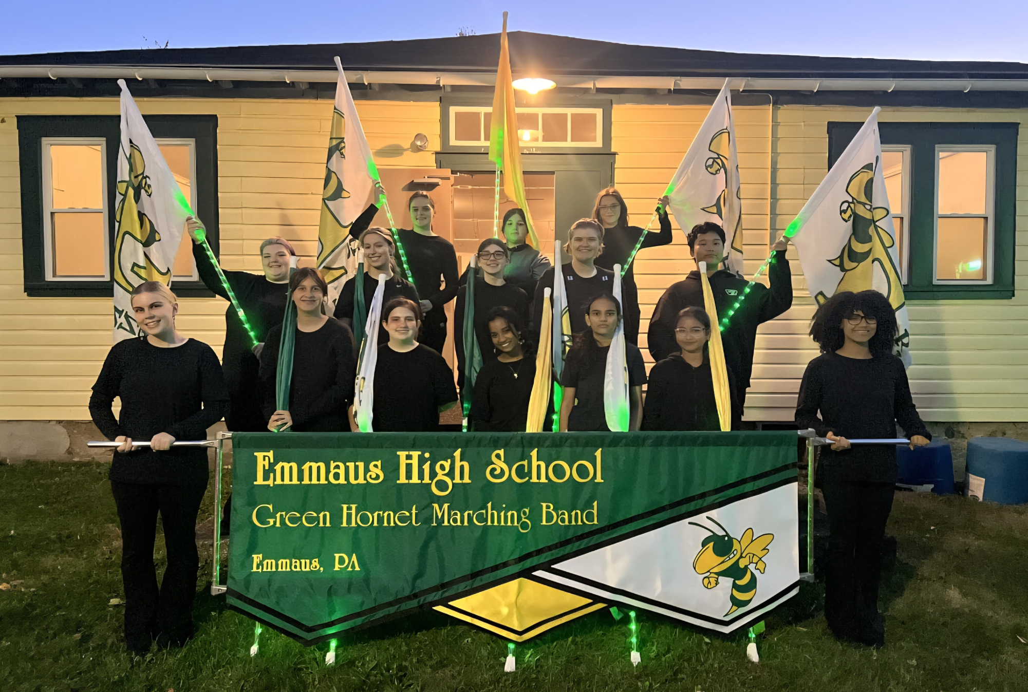 Color guard team poses for photo during the Vera Cruz Halloween parade. Photo courtesy of Alt.